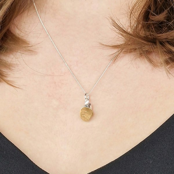 Sterling Silver Raw Citrine November Birthstone Necklace