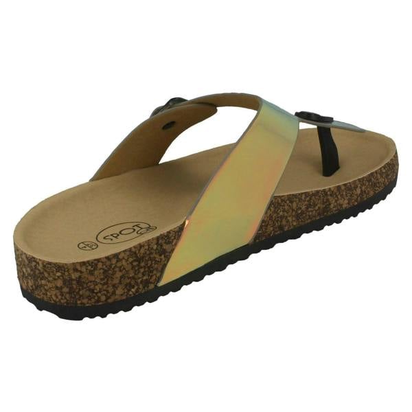 Spot On Ladies Spot On Flat Hologram Sandals