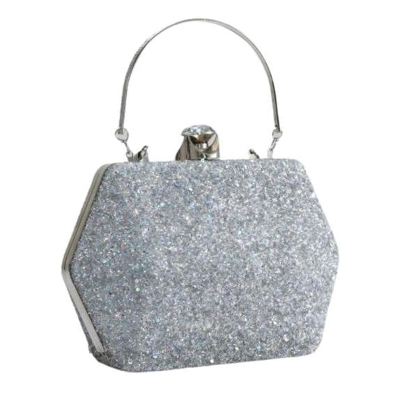 Love EMVY Hexagon Glitter Evening Clutch Bag – Diamante Clasp