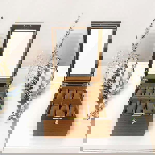 Rafaelo Mobilia 6 Slot Watch Lockable Storage Box Brown