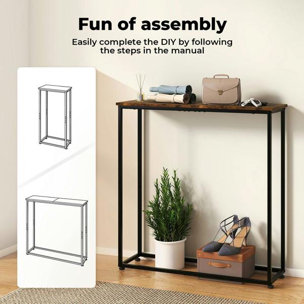 Levede Console Hall Table Slim Wooden Entryway Hallway Sofa Display Shelf Metal Frame