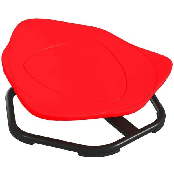 Red kids sensory spinning chair with domed seat and black swivel base