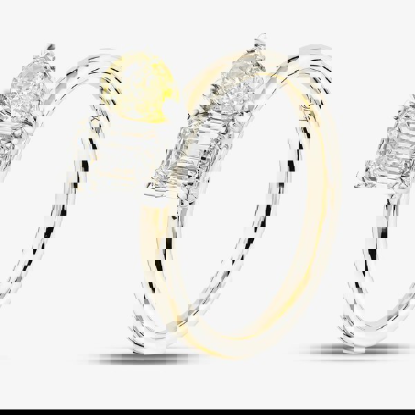 T. H. Baker 9ct Two Colour Gold Certified 1.79ct Emerald & Pear Cut Lab Grown Diamond Dress Ring PO6878-SS2S02