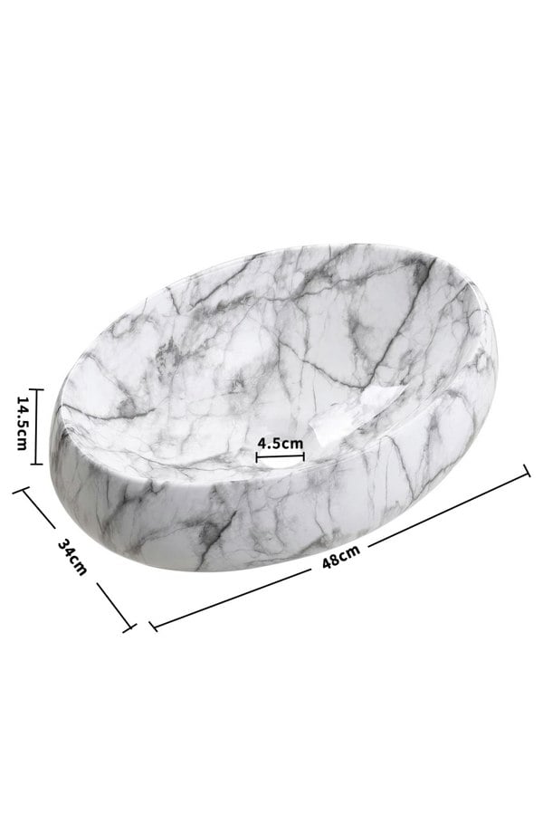 Living and Home Modern Oval Marble Bathroom Vessel Sink