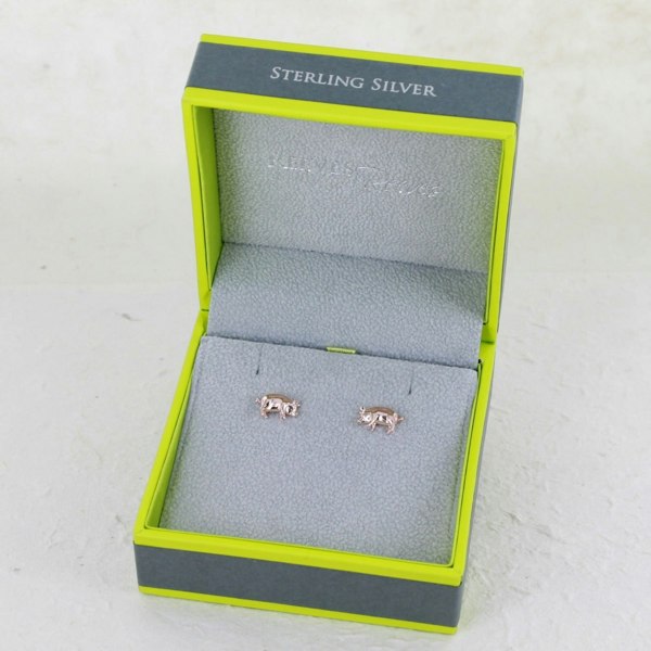 Sterling Silver Pig Stud Earrings - Reeves & Reeves