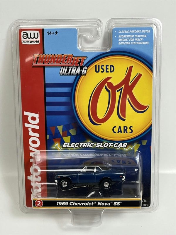 Auto World Slot Cars 1969 Chevrolet Nova SS Blue Thunderjet Ultra G HO Slot Car SC377-2