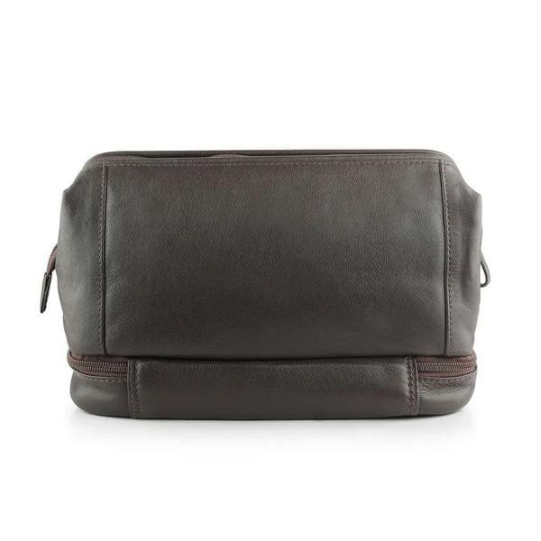 Leather Toiletry Wash Bag Brown 6