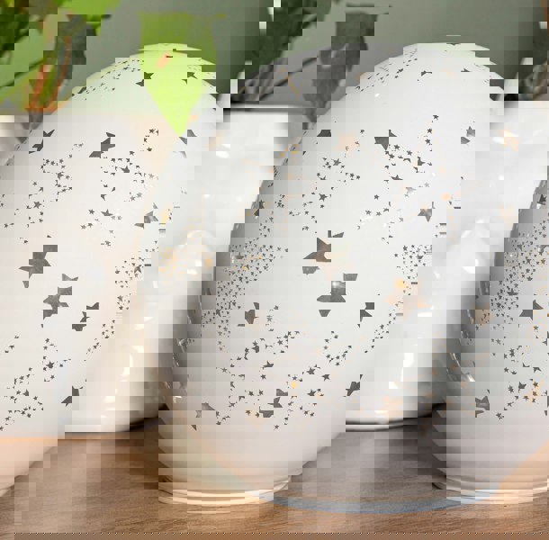 Samuel Alexander 15cm Battery Operated Light up Star Glass Ball in White with Warm White LEDs