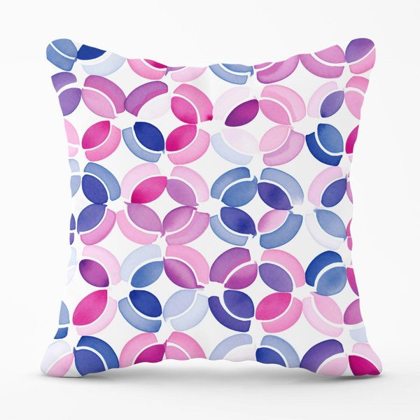 Warren Reed Interlocking Pink Blue Shape Cushions