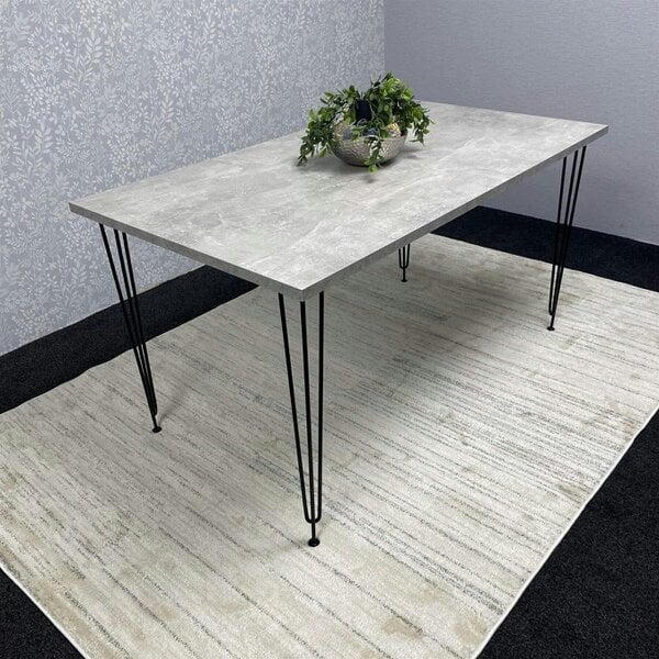 Kosy Koala Modern Grey Rectangular Dining Table with Hairpin Legs  Compact Kitchen & Dining Room Table (L117)