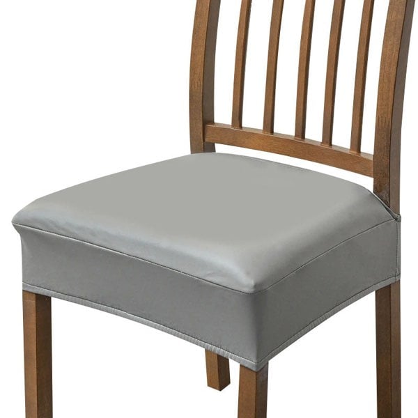 Anyseat Chair Cover Grey PU Leather Seat Slipcover Chair Cover for Kitchen Hotel Banquet Dining Living Room