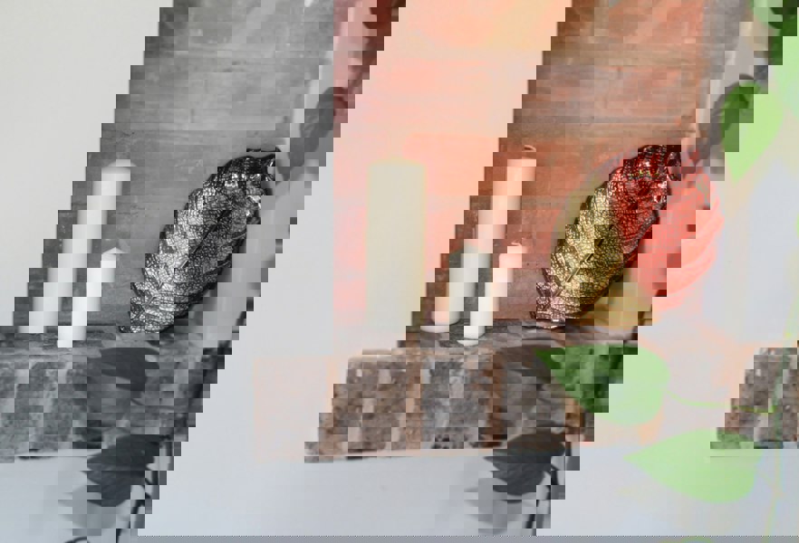 Glass Plate - Leaf Design - Brown & Gold