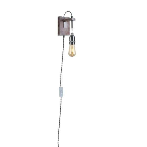 Pagazzi Lighting Kai 1 Light Rustic Grey Plug-In Wall Light with Switch Cable