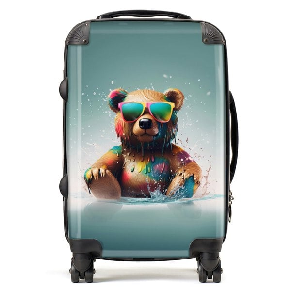 Warren Reed Splashart Bear In Glasses Suitcase