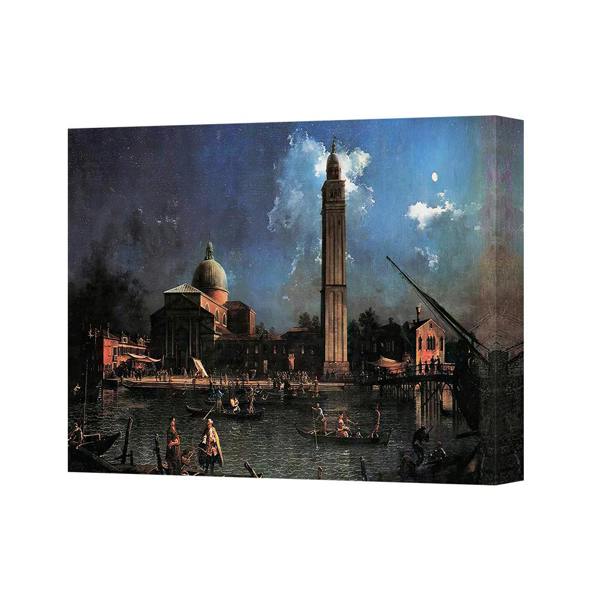 Benjamin Tate Design Venice Night Scene Canvas Art Print With Dome Church Campanile Gondolas