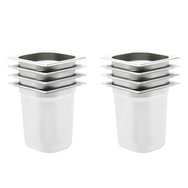 Berkfield Gastronorm Containers 8 pcs GN 1/6 200 mm Stainless Steel