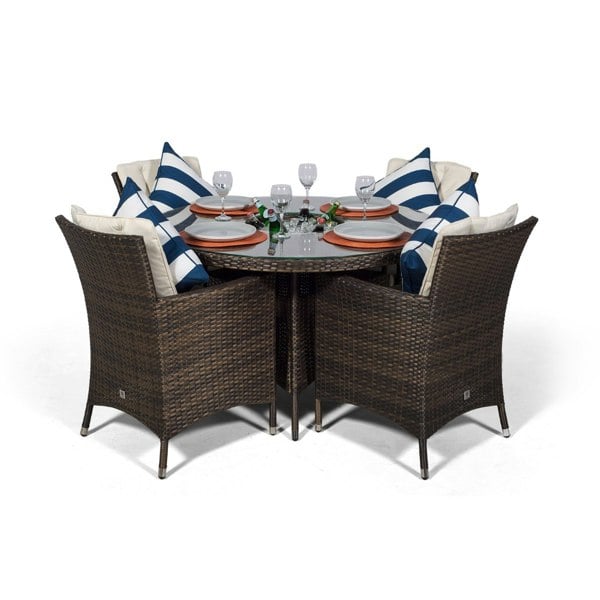 Giardino Savannah Round 4 Seater Patio Dining Set with Ice Bucket Drinks Cooler