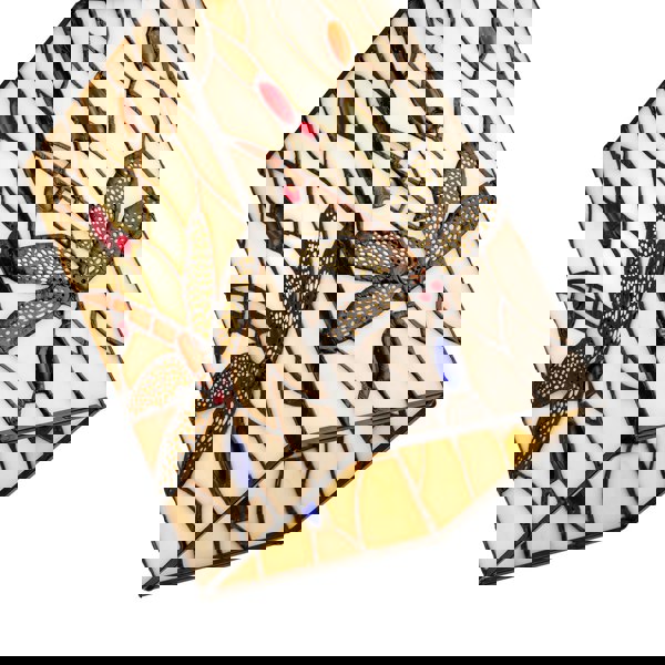 White Stained Glass Dragonfly Rectangular Tiffany Pendant Light Shade Image 5