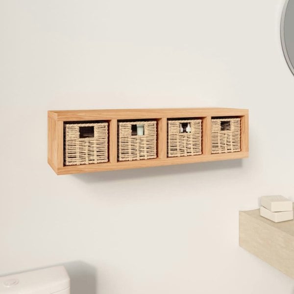 Berkfield Wall Shelf with Baskets 62x18x16 cm Solid Wood Walnut
