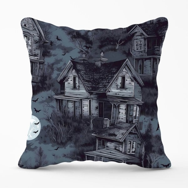 Warren Reed Spooky Shadowy Haunted House Cushions