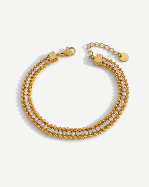Elk & Bloom 14K Gold Double Tennis Satellite Bracelet