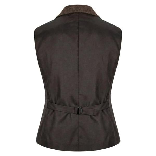 IMW-04 - Women's Brown Tweed Herringbone Blazer Waistcoat-TruClothing