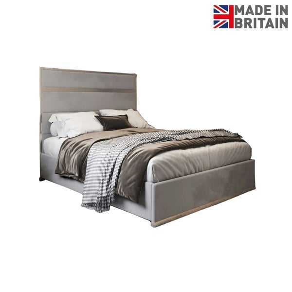 Casa Magna Bentley Upholstered Soft Velvet Metal Bed Frame - Grey