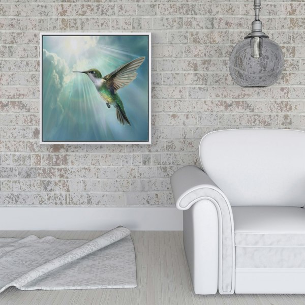 Warren Reed Hummingbird In A Beautiful Sky Framed Canvas