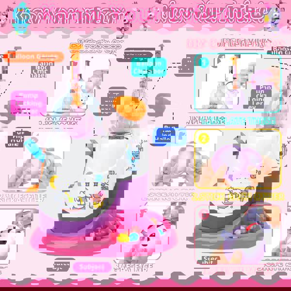 deAO Toys Magic Happy Balloon Game for Kids DIY Inflating Balloon Toy with Pump Machine & Cute Figures Interactive Educational Party Game for Children