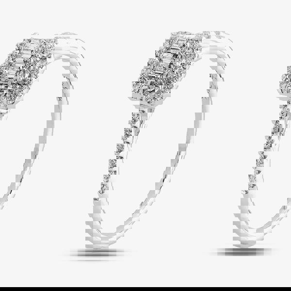 T. H. Baker 9ct White Gold 0.35ct Multi-Cut Diamond Square Cluster Ring TH012536R