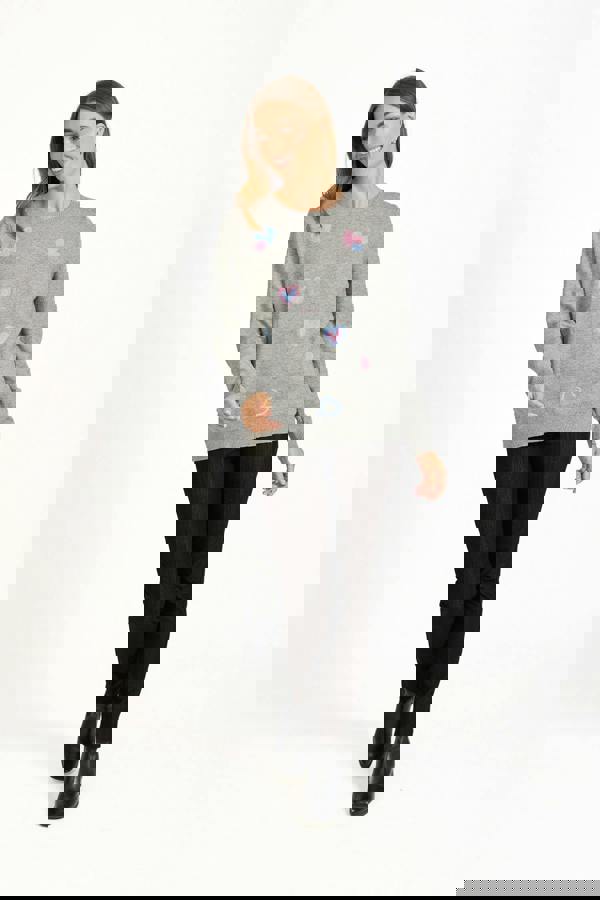 Mudflower Flocked Heart Knit Jumper