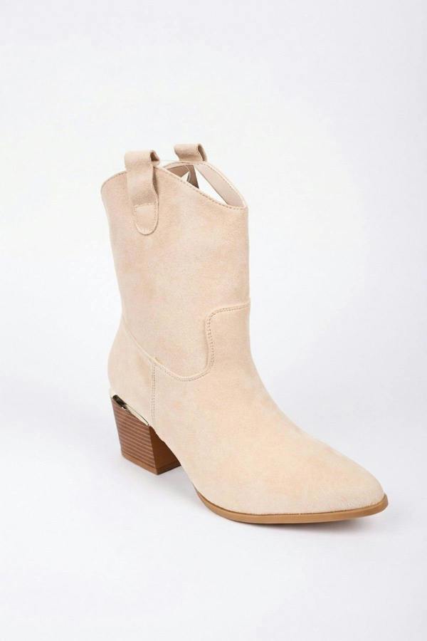 Jessie Womens Suede Western Ankle Boots - BEIGE