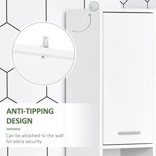 Wyld Haus Ridila Tall Storage Cabinet With Adjustable Shelves For Bathroom Or Hallway Use White