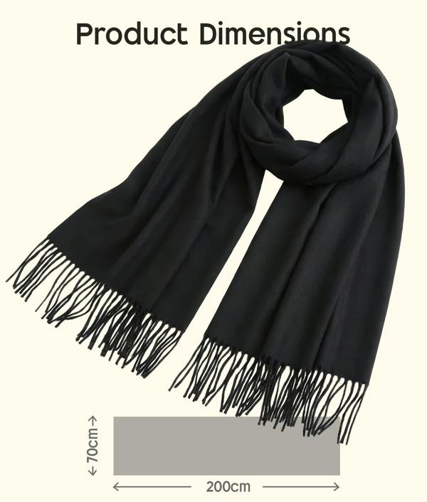 VIA MONTEN Women’s Oversized Winter Scarf Wrap with Fringe, Soft Long Shawl for Cold Weather Styling