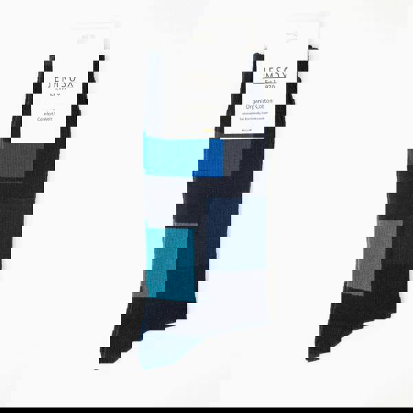 Jemsox Block Pattern Organic Cotton Mens Socks | Comfort Top & Breathable Fit