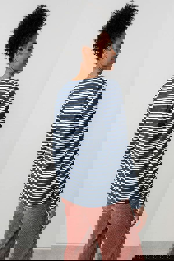 Lily & Me Riverside Striped Casual Jersey Top Navy