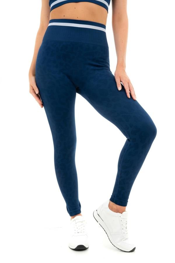 Smart Living Women's Leopard Print High Waisted Seamless Leggings - Navy