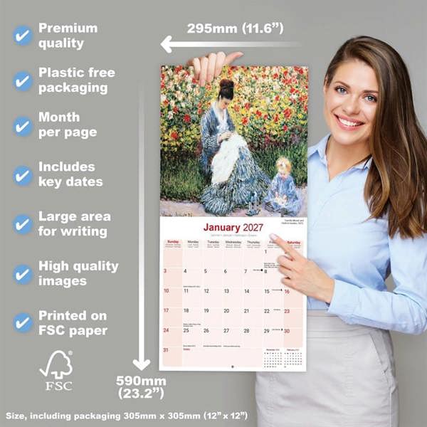 Monet Calendar 2027, Wall Calendars, Month To View, Art, Gift