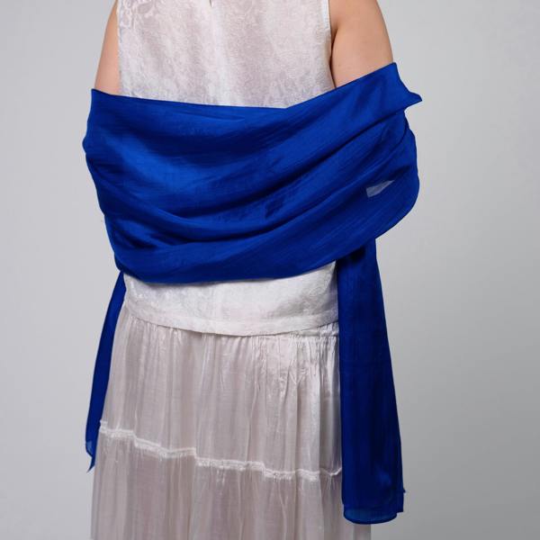 Royal Blue Silk Scarf – Hand-Dyed Mulberry Silk, Eid & Evening Wrap