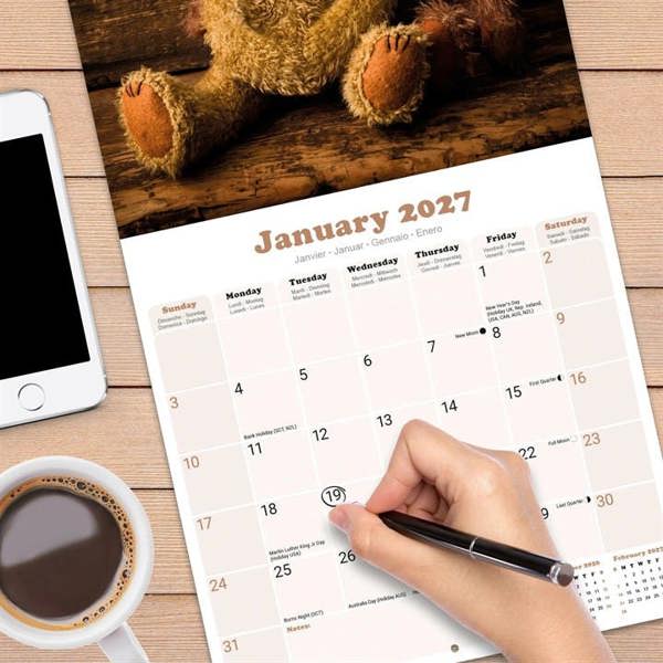 Teddy Bears Calendar 2027, Wall Calendars, Month To View, Family, Gift