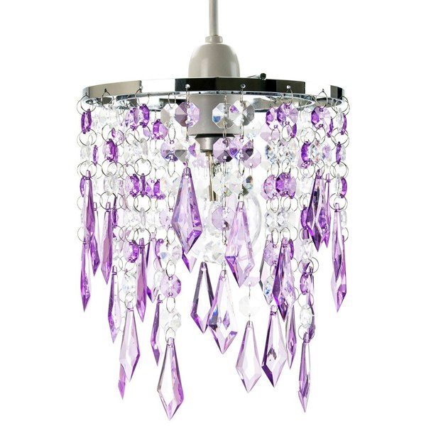 Modern Waterfall Design Pendant Shade with Clear/Purple Acrylic Drops and Beads Image 2