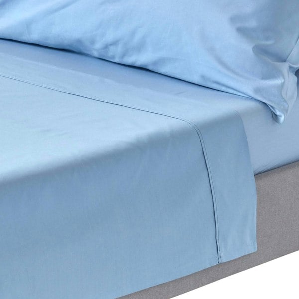 HOMESCAPES Crisp & Cool 200 TC Egyptian Cotton Percale Flat Sheet