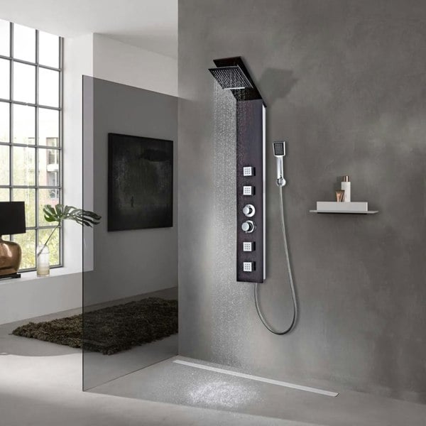 Berkfield Shower Panel System Glass Brown