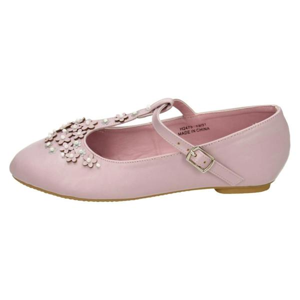 Spot On Girls Spot On Flat T-Bar Flower Trim Shoes