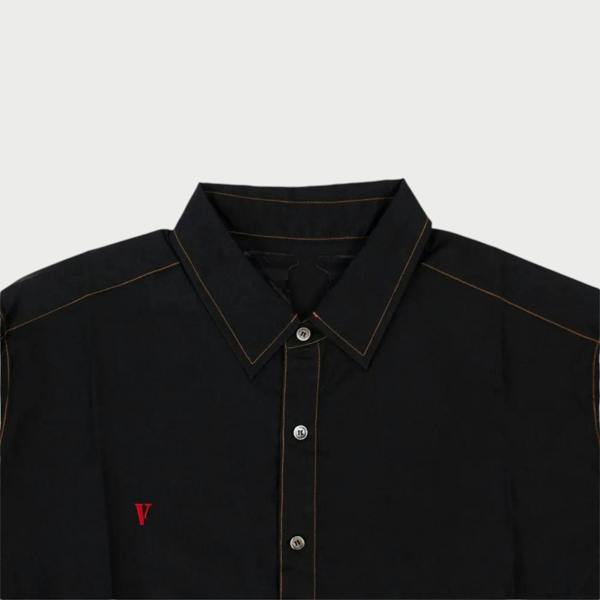 Long-Sleeve Shirt Button Black