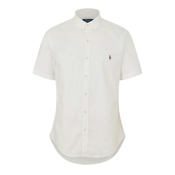 Ralph Lauren Mens Logo Oxford Short-Sleeved Shirt - White - 