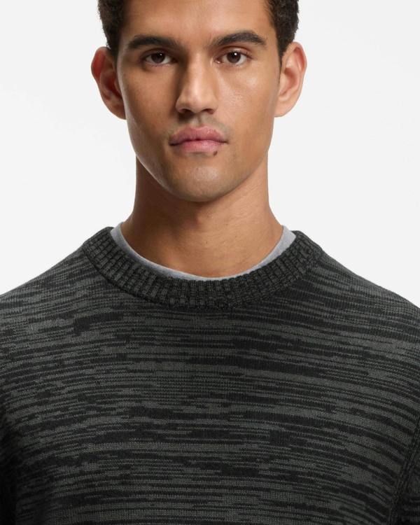 BOSS Orange Aperoso Mens  Mouliné - knit Sweater in Virgin Wool and Cotton - Black 001 | CHO | Designer Mens,Knitwear,Jumpers,Crew Neck Jumpers