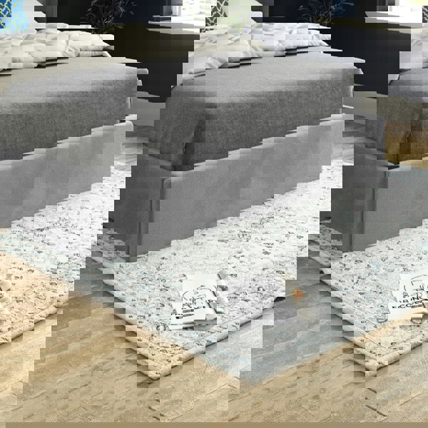 Casa Magna Rana Curved Top Winged Upholstered Soft Velvet Bed Frame - Grey