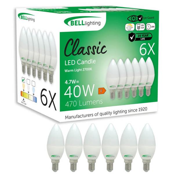 BELL Lighting Dimmable E14 LED Candle 4.7W Energy Saving Light Bulbs
