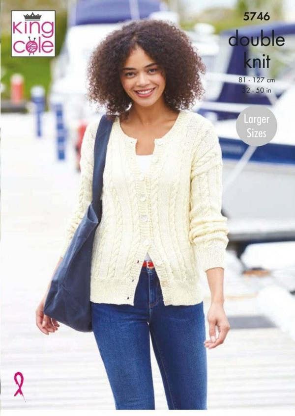 King Cole Cottonsmooth DK Knitting Pattern 5746, Cardigans, Sweaters for Women, 32 - 50 Inches